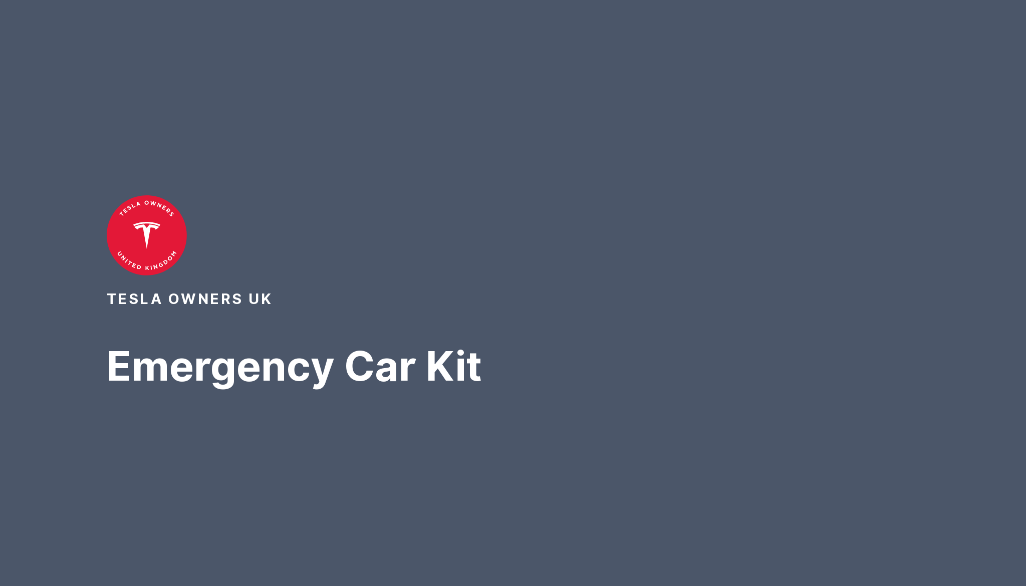 Emergency Car Kit Tesla Owners UK